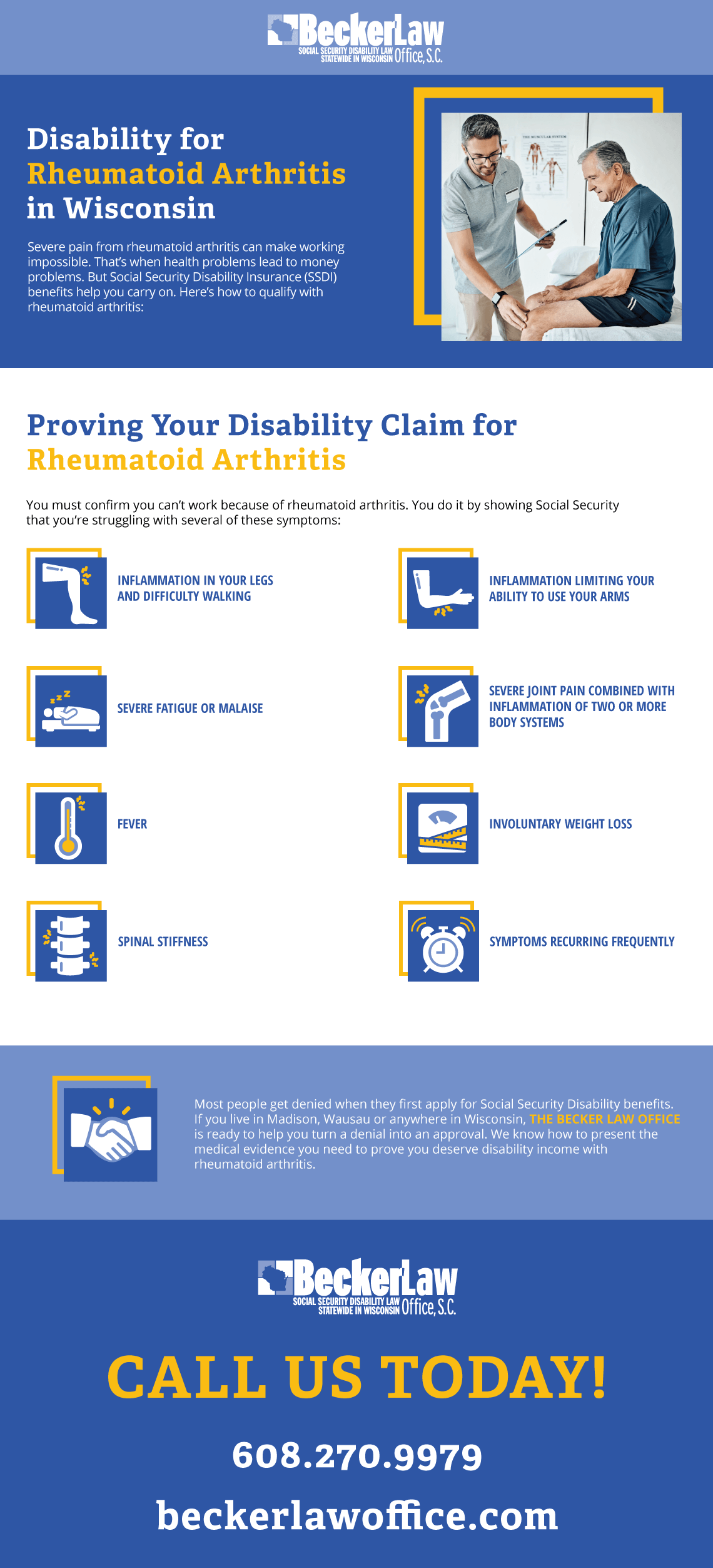 An infographic detailing how to win disability benefits for rheumatoid arthritis.