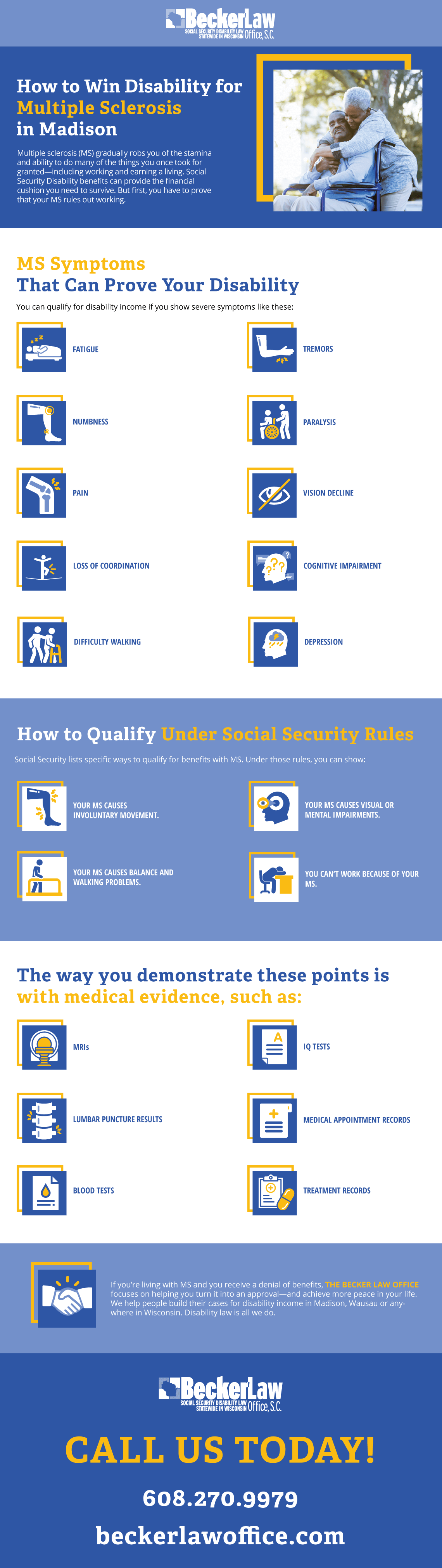 An infographic on how to win disability benefits for multiple sclerosis.